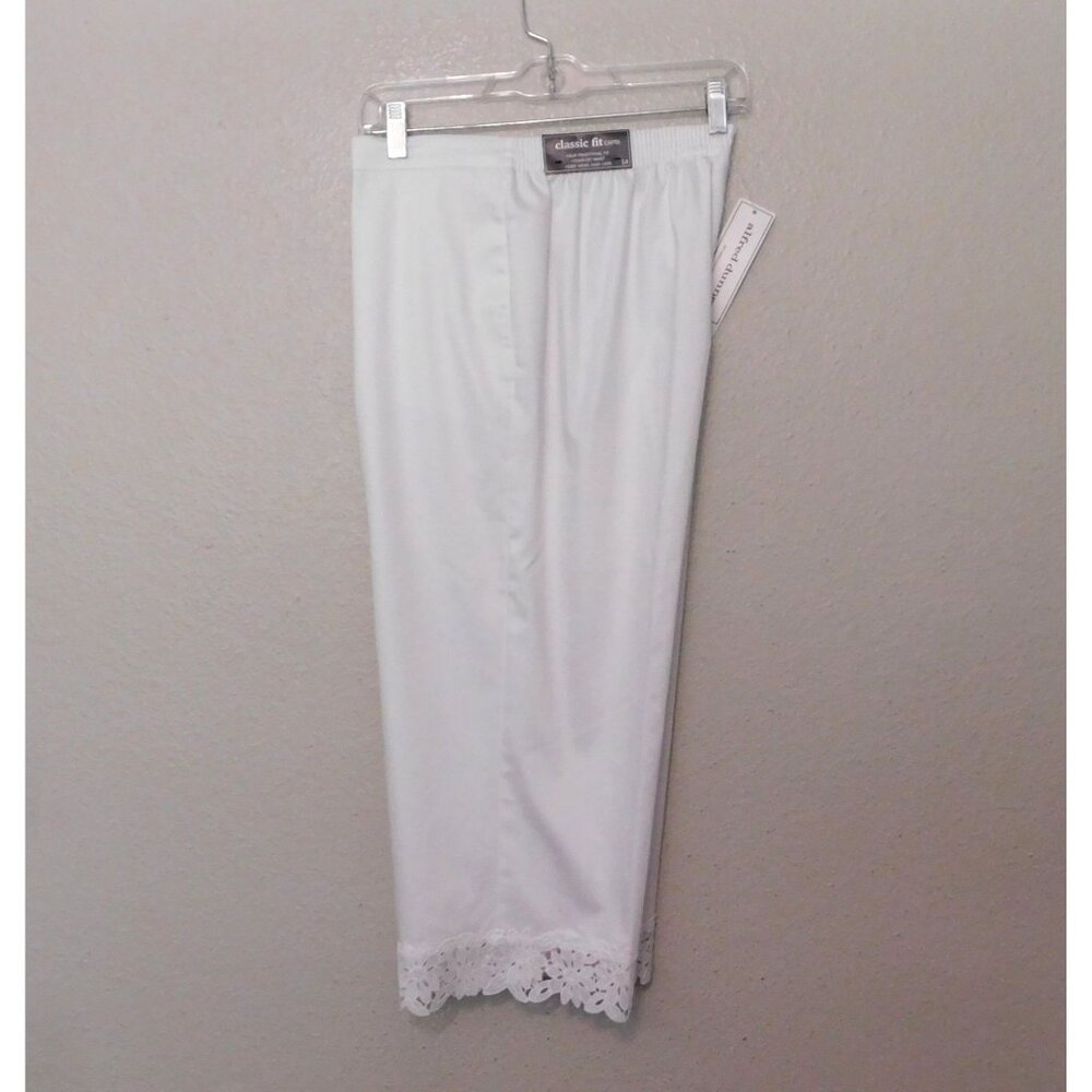Alfred Dunner Capri Pants Womens Size 14 White Lace Hem Classic Fit Cropped - Picture 6 of 7
